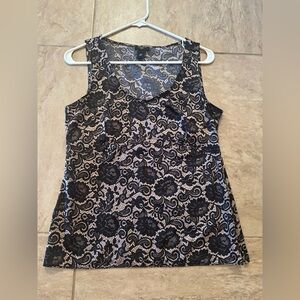 Ann Taylor Size 8P Black/Pink Blouse